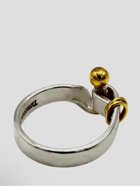 Tiffany and Co Two-Tone 925 Sterling Silver and 18K (750) Gold Knot/Ball  Ring